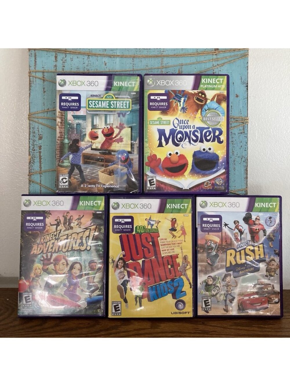 Set of 5 xbox 360 Kinect Games For Kids Sesame Street Pixar Just Dance